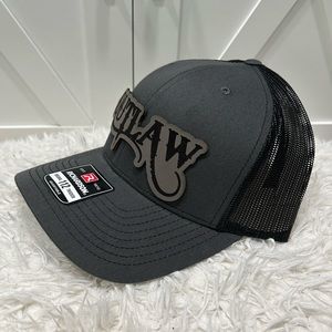 Laser engraved, Outlaw, Richardson 112 trucker hat.